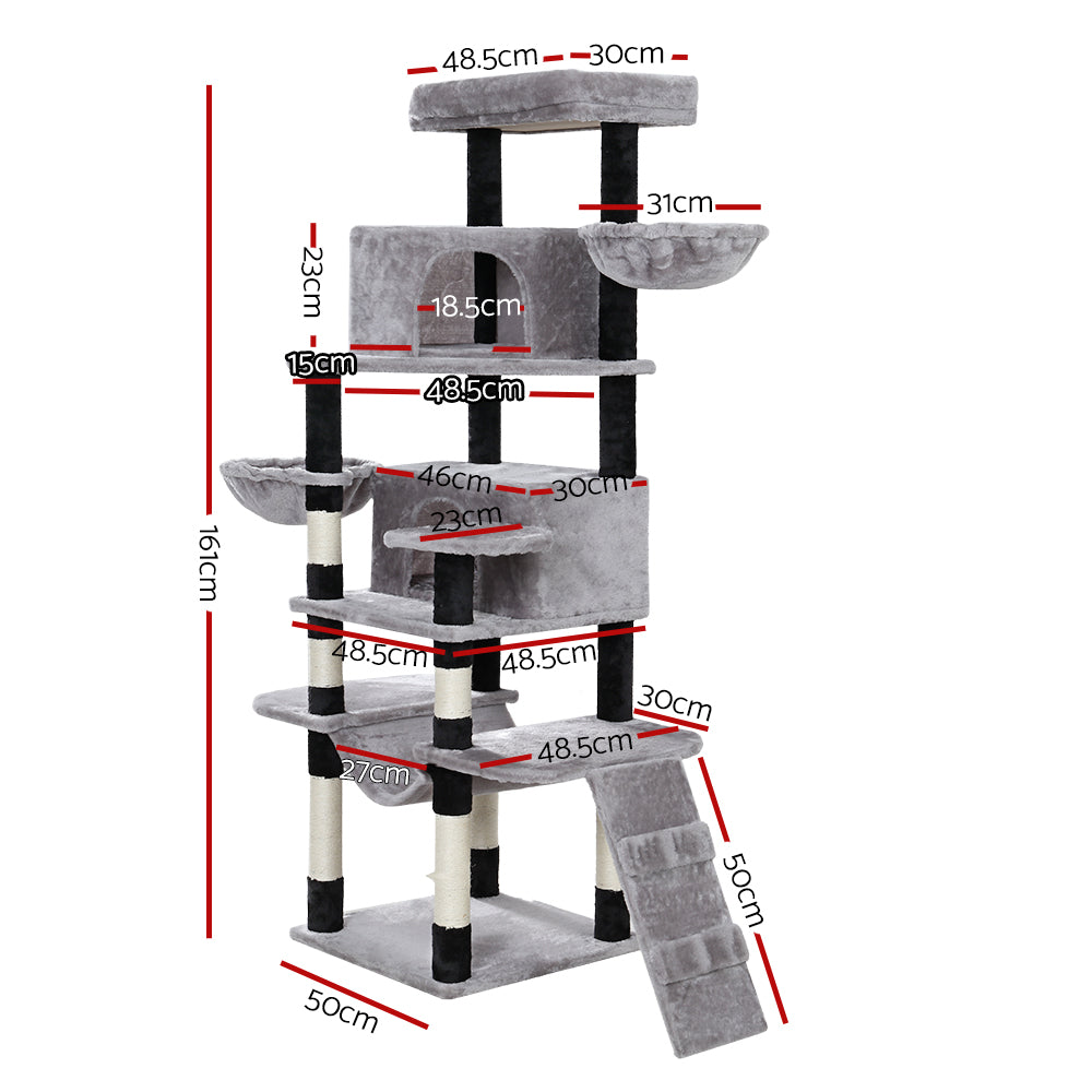 Cat Tree 161cm Tower Scratching Post Scratcher Wood Condo House Play Bed