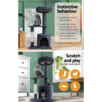 Cat Tree 94cm Scratching Post Tower Scratcher Condo House Wood Trees Grey