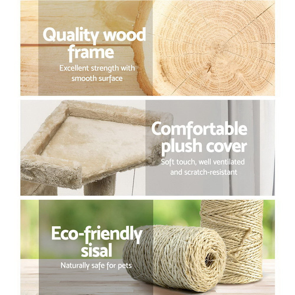 Cat Tree 180cm Tower Scratching Post Scratcher Wood Condo House Toys Beige