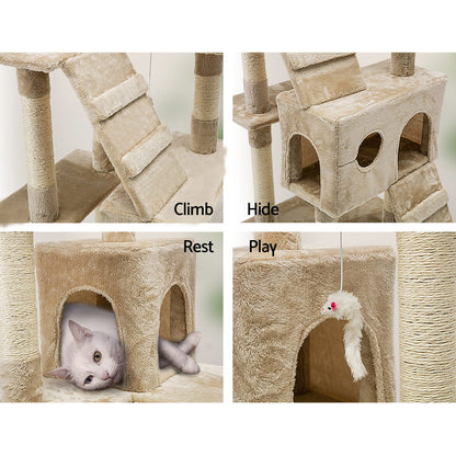 Cat Tree 180cm Tower Scratching Post Scratcher Wood Condo House Toys Beige