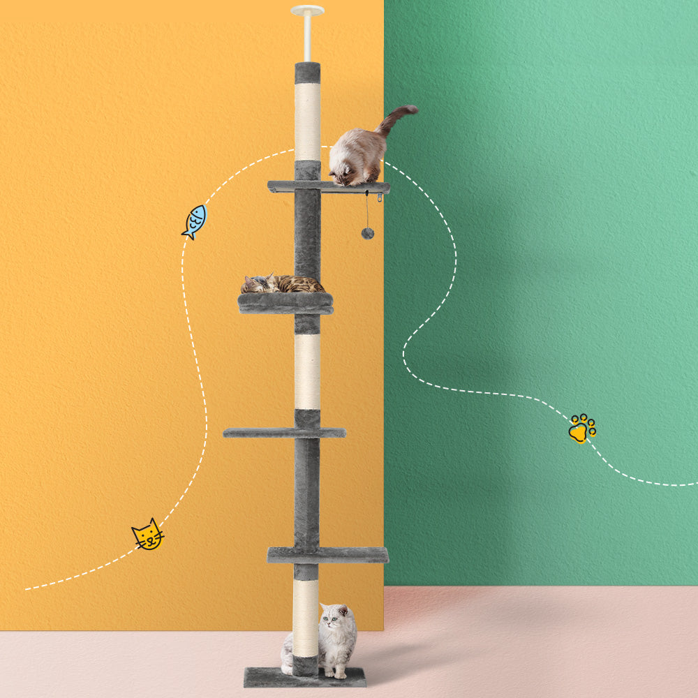 Cat Tree 290cm Tower Scratching Post Scratcher Floor to Ceiling Cats Bed