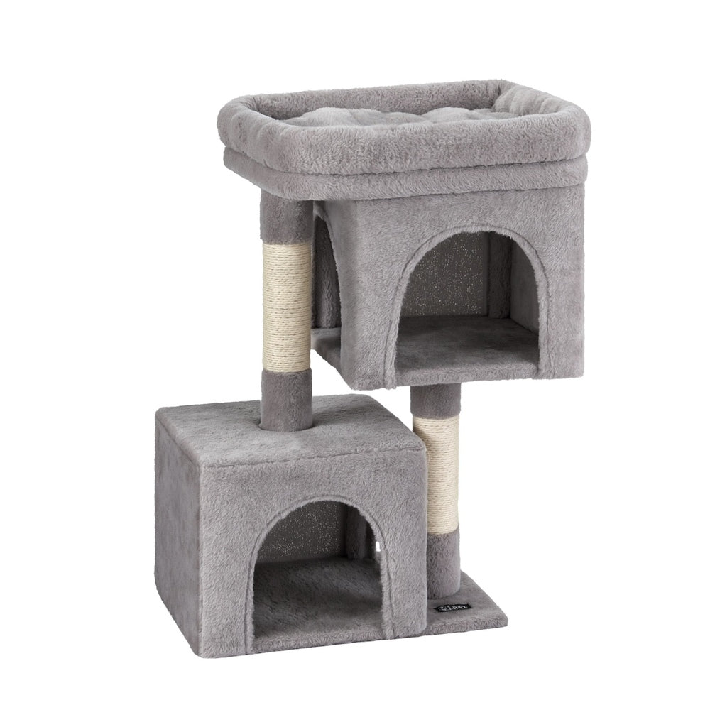 Cat Tree 67cm Tower Scratching Post Trees Scratcher Condo House Light Grey