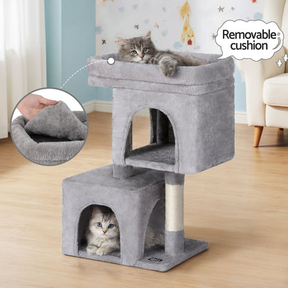Cat Tree 67cm Tower Scratching Post Trees Scratcher Condo House Light Grey