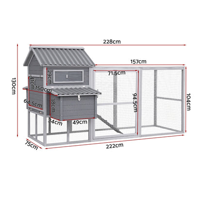 Chicken Coop Rabbit Hutch Extra Large Wooden Run Bunny Cage Poultry House Outdoor