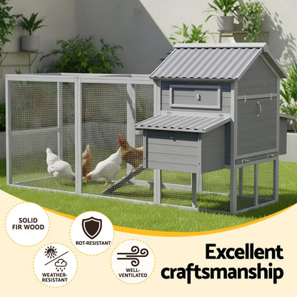 Chicken Coop Rabbit Hutch Extra Large Wooden Run Bunny Cage Poultry House Outdoor