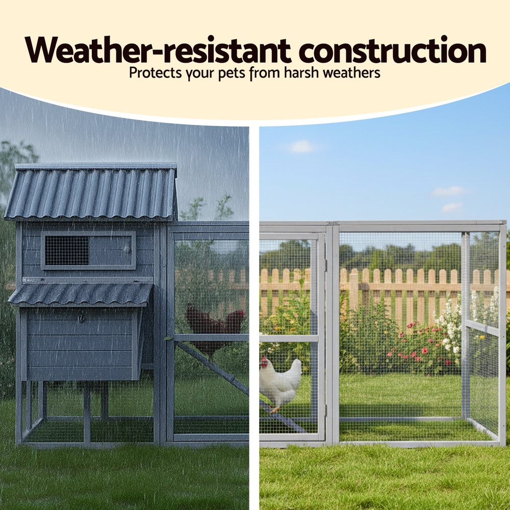 Chicken Coop Rabbit Hutch Extra Large Wooden Run Bunny Cage Poultry House Outdoor