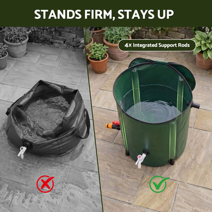 Weisshorn 50L/11gal Collapsible Rain Barrel PVC Water Tank Collection Storage for Garden Irrigation