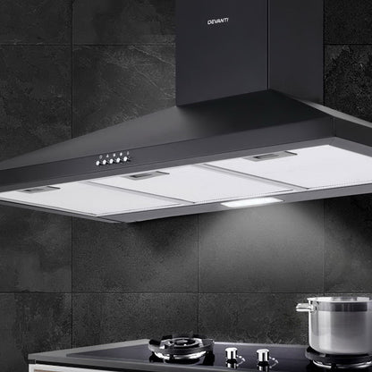 900mm Range Hood 90cm Rangehood Black