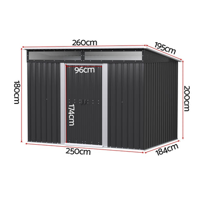 Giantz Garden Shed Outdoor Storage 2.60x1.95M Tool Sheds Workshop House Shelter