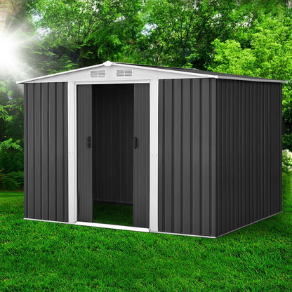 Giantz Garden Shed 2.58x2.07M Sheds Outdoor Storage Workshop Metal Shelter Sliding Door