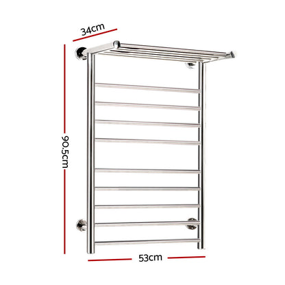 Electric Heated Towel Rail Rack 14 Bars Wall Mounted Clothes Dry Warmer