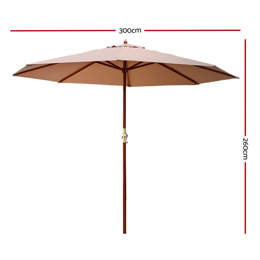 3m Outdoor Umbrella Pole Umbrellas Beach Garden Sun Stand Patio Beige