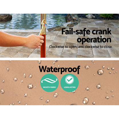 3m Outdoor Umbrella Pole Umbrellas Beach Garden Sun Stand Patio Beige