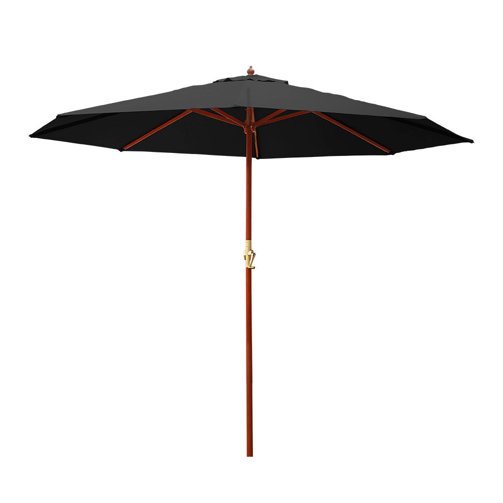 3m Outdoor Umbrella Pole Umbrellas Beach Garden Sun Stand Patio Black