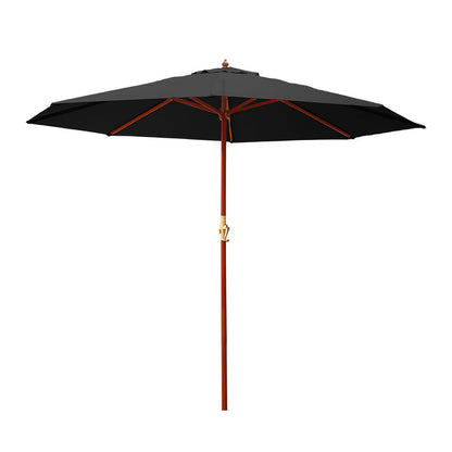 3m Outdoor Umbrella Pole Umbrellas Beach Garden Sun Stand Patio Black