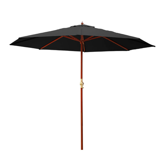 3m Outdoor Umbrella Pole Umbrellas Beach Garden Sun Stand Patio Black