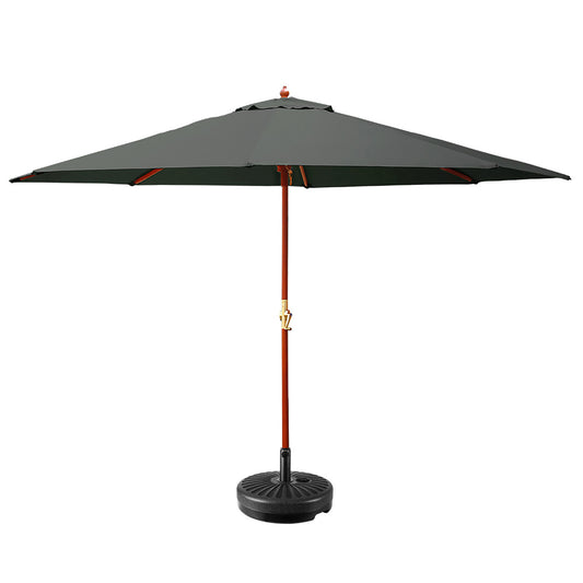 3m Outdoor Umbrella w/Base Pole Umbrellas Garden Sun Stand Deck Charcoal
