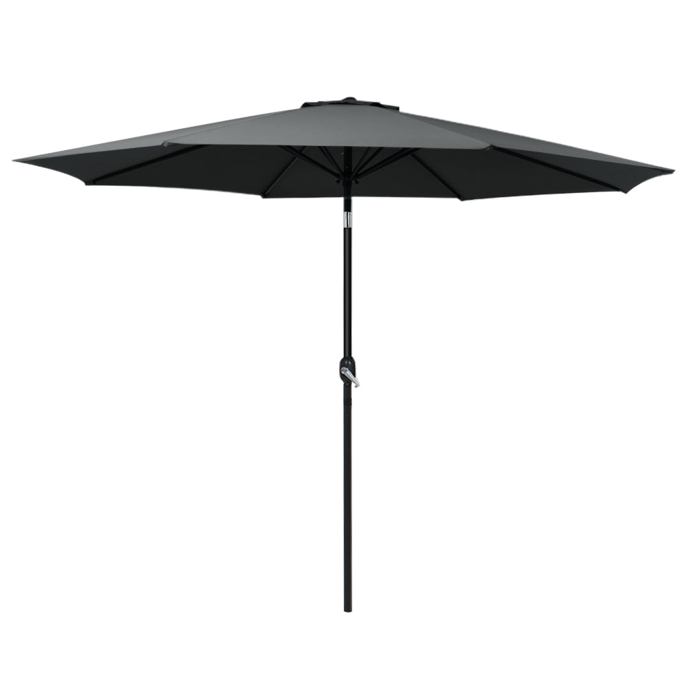 3m Outdoor Umbrella Beach Pole Garden Patio Tilt Black