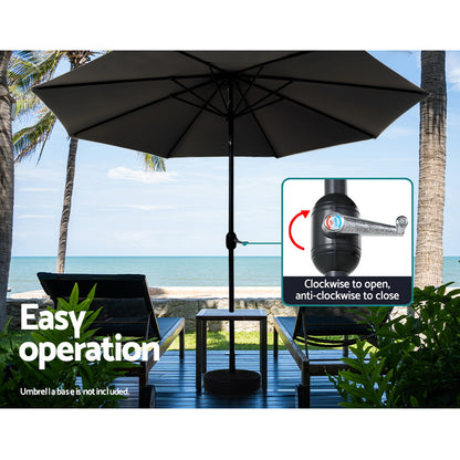 3m Outdoor Umbrella Beach Pole Garden Patio Tilt Black