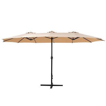 4.57m Outdoor Umbrella Beach Pole Garden Tilt Beige