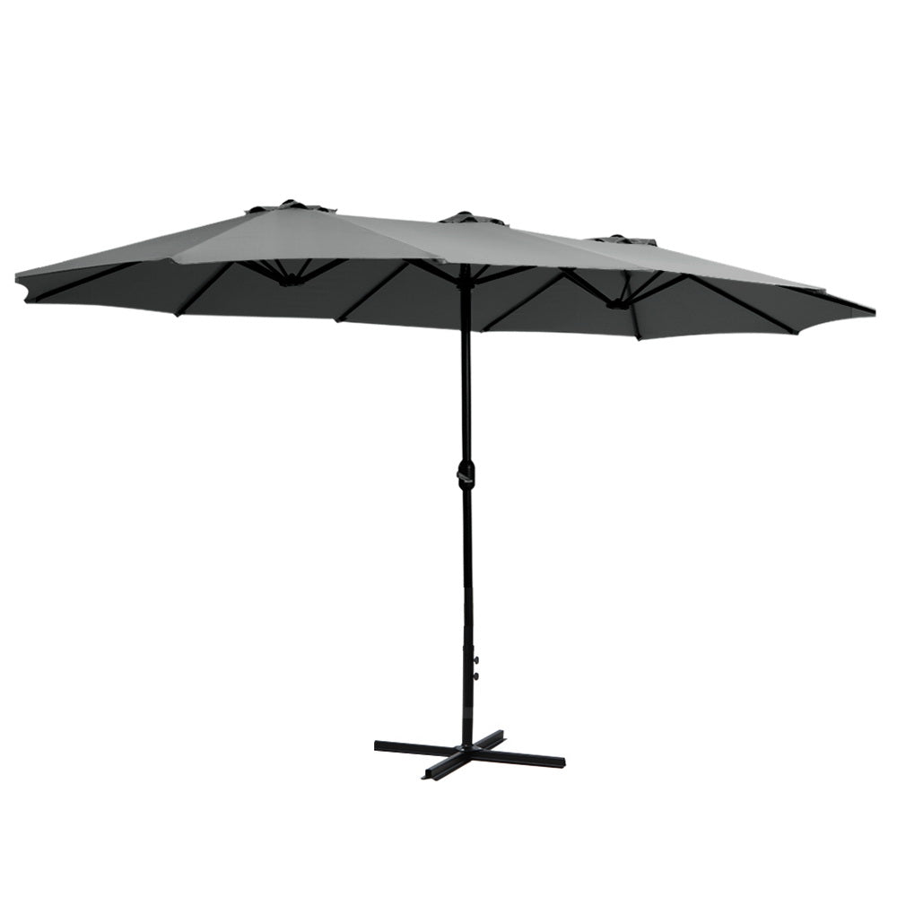 4.57m Outdoor Umbrella Beach Pole Garden Tilt Charcoal