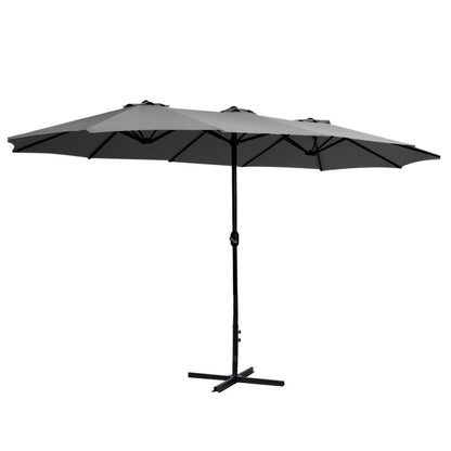 4.57m Outdoor Umbrella Beach Pole Garden Tilt Charcoal