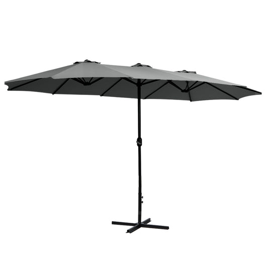 4.57m Outdoor Umbrella Beach Pole Garden Tilt Charcoal
