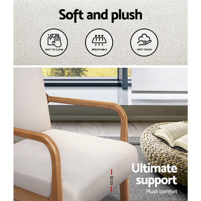 Artiss 2X Armchair Faux Fabric Beige