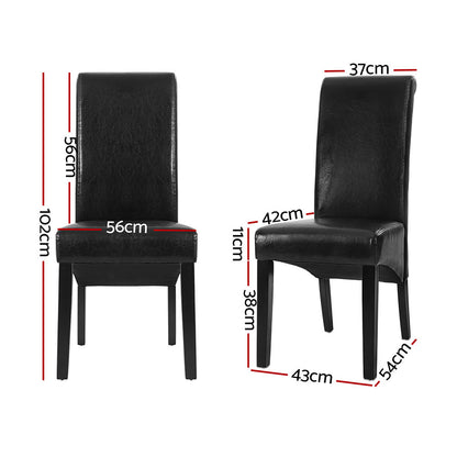 Artiss Dining Chairs Set of 2 Leather Parsons Chair Black
