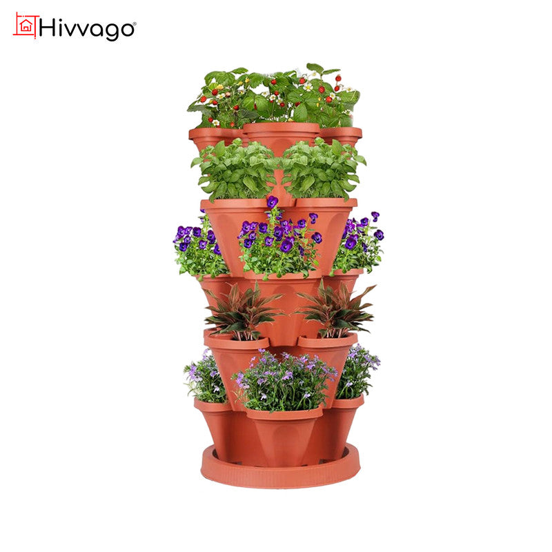 5-Tier Vertical Garden Planter 15x Plants – Indoor/Outdoor Pot with Base