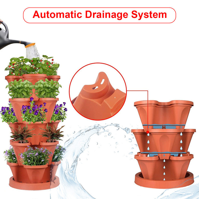 5-Tier Vertical Garden Planter 15x Plants – Indoor/Outdoor Pot with Base