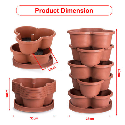 5-Tier Vertical Garden Planter 15x Plants – Indoor/Outdoor Pot with Base
