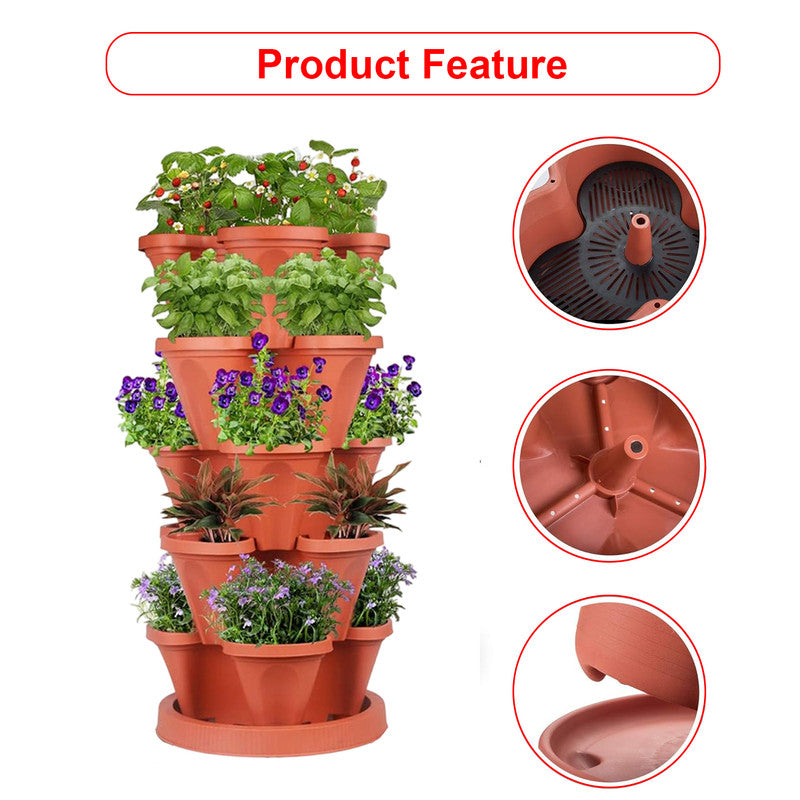 5-Tier Vertical Garden Planter 15x Plants – Indoor/Outdoor Pot with Base