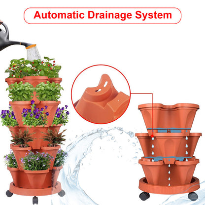 Hivvago 5-Tier Vertical Garden Planter – Stackable Indoor/Outdoor Pot with Wheel Base