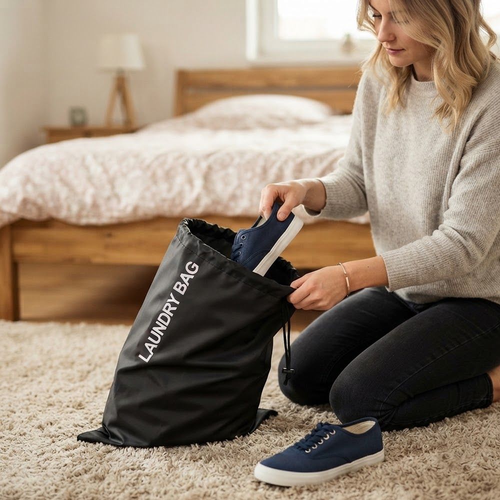 2Pcs Water Resistant Drawstring Laundry & Storage Bag, Reusable Clothes Bag for Travel, Gym, Sports & Everyday Use