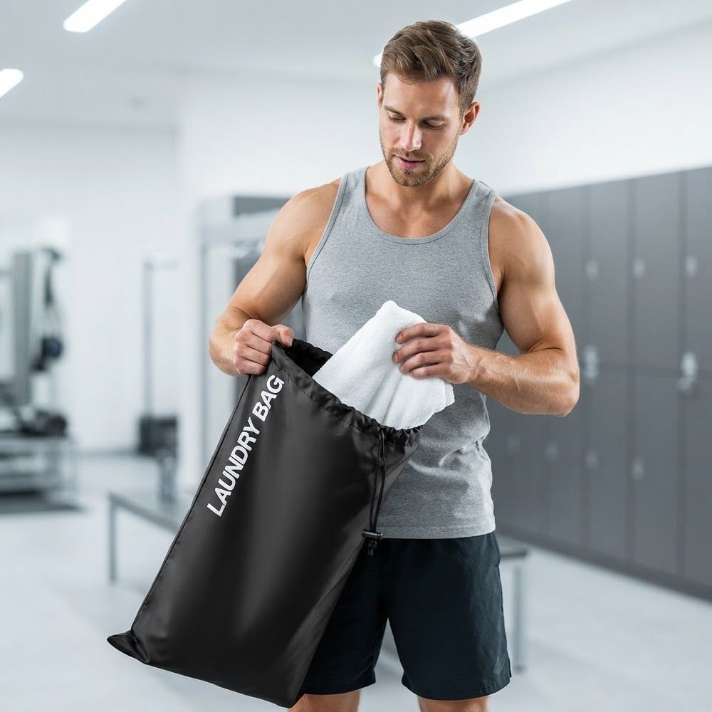 2Pcs Water Resistant Drawstring Laundry & Storage Bag, Reusable Clothes Bag for Travel, Gym, Sports & Everyday Use