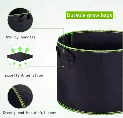 5 pieces - Plant growing bag - Grow bag - 10 Gallon - Grow pot - Plant bag - Sustainable - Reusable - Plant basket - Flowers - 40x30 CM - Black - non-woven fabric