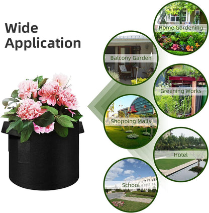 12-Pack 10 Gallon Plant Grow Bags, Thickened Nonwoven Fabric Pots with Handles, Vegetable Planter Bags Containers, Cloth Planters for Garden