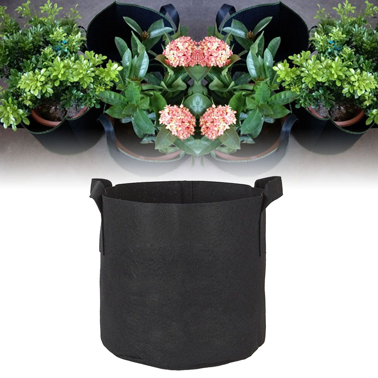 5pcs Grow Bag 5 Gallon Breathable Thickened Plant Fabric Pots with Handles for Trees Flowers Black