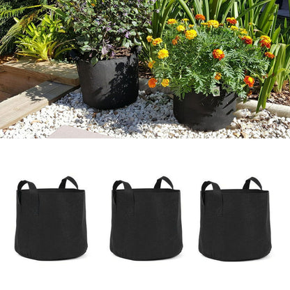 5pcs Grow Bag 5 Gallon Breathable Thickened Plant Fabric Pots with Handles for Trees Flowers Black