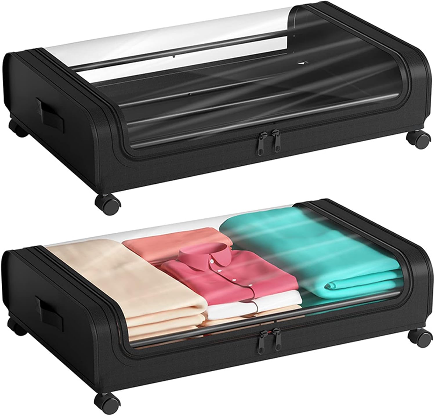 XXL Under Bed Rolling Storage Containers with 50L Large Capacity and W ...