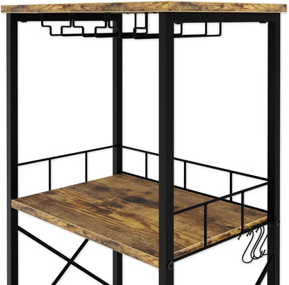 CARLA HOME Freestanding Wine Rack for 20 Bottles with Wood Countertop and Sturdy Metal Frame