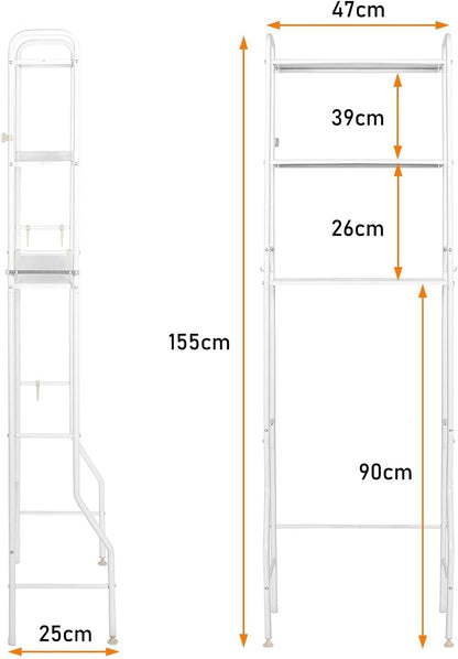 CARLA HOME 3-Tier Over The Toilet Storage Rack with Hooks & Paper Holder for Bathroom & Laundry Room