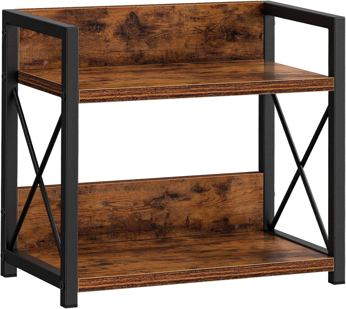 CARLA HOME 2-Tier Countertop Shelf Organizer Rustic Wood Kitchen Spice Rack for Storage, Condiments & Cabinet Organization