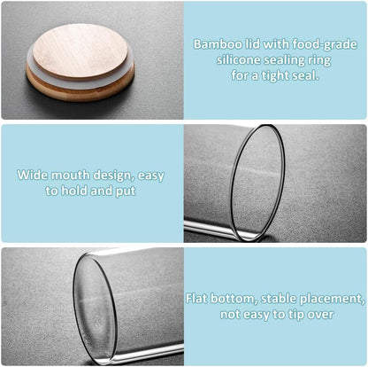 CARLA HOME 12 Pack Glass Storage Jars with Bamboo Lids for Kitchen Pantry, Pasta, Snacks, Cookies, Candy & More