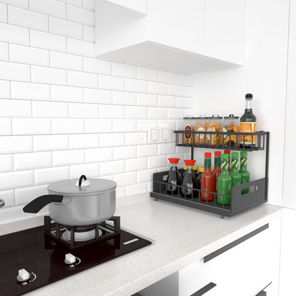 CARLA HOME 2 Tier Under Sink Organiser with Sliding Drawers for Kitchen & Bathroom