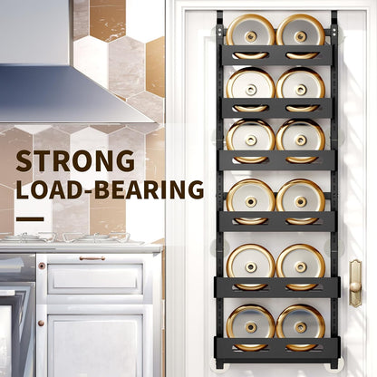 CARLA HOME 6 Tier Over the Door Organizer with Adjustable Metal Pantry Storage Rack and Hanging Baskets for Kitchen and Bathroom