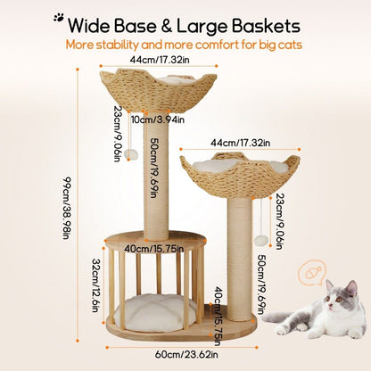 Cat Tree Tower Large Scratching Post Condo Basket Activity Center