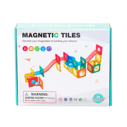 88 Pcs non-toxic STEM Educational, Durable Magnetic Tiles/Puzzle with Storage Bag