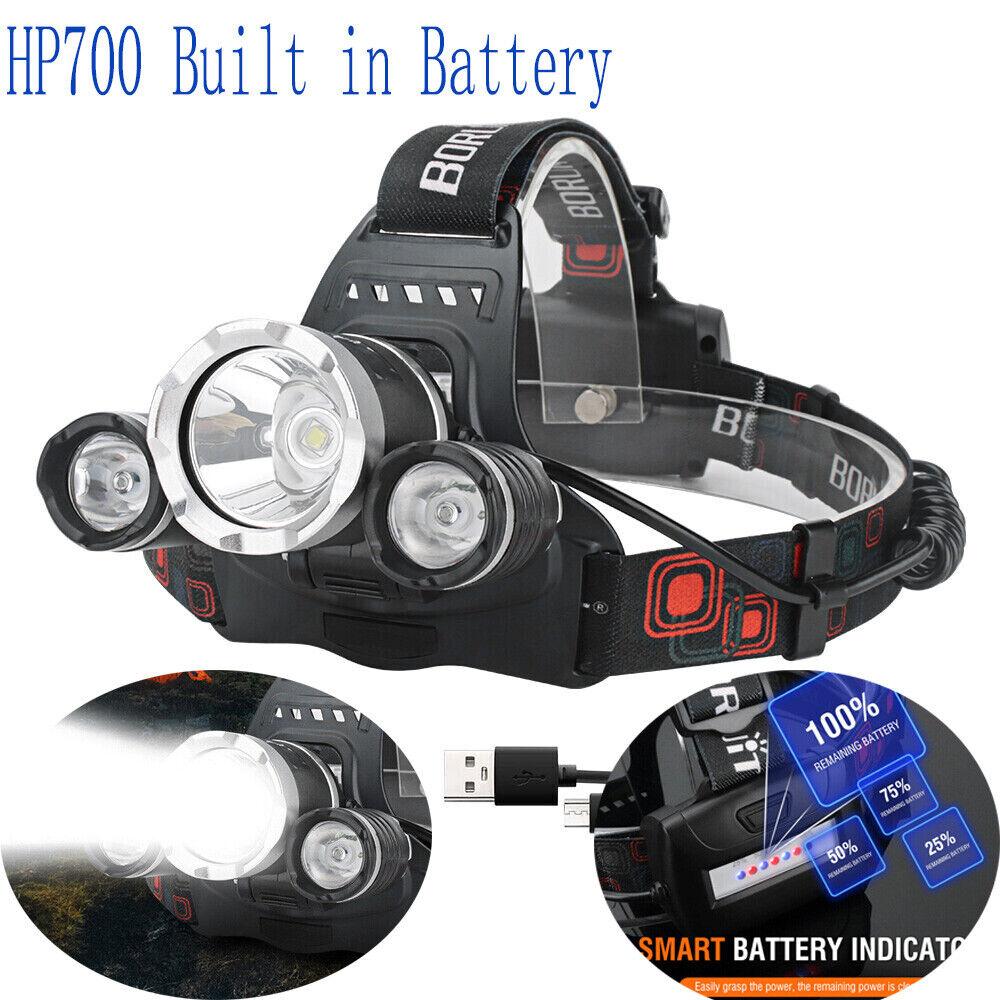 HP700 LED Headlamp Head Torch Lamp Rechargeable Light Headlight Camping